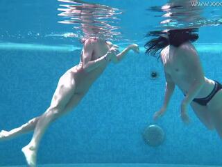 Adorable terrific hotties Cruz and Jessica swim naked together