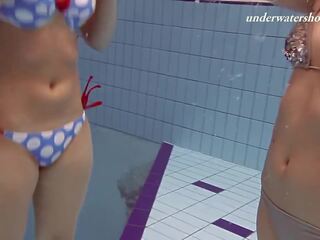 Russian sensational teens swim nude underwater