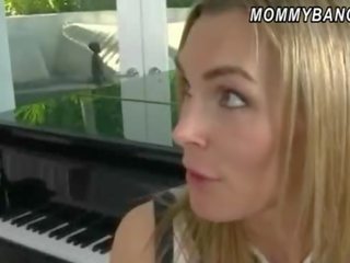 Buddy caught her GF Allie fucking her busty piano teacher
