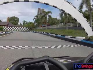 Real amateur Asian teen amateur GF from Thailand go karting and x rated clip