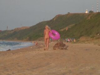 College teenager Agnes Walks Around The Beach Full Nude (With An Audience)