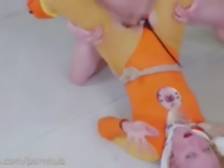 Submissive blond bunny adolescent gets brutal anal fucking