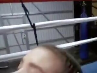 Skinny Brunette Sucks and Fucks on the Boxing Ring: xxx clip 0c