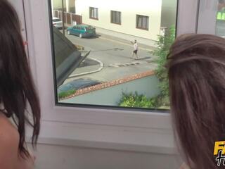Fake Hostel - latina and italiano girls fuck a German youngster in alluring threesome