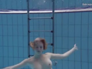 Tremendous Teen With Black Leather Clothes Underwater