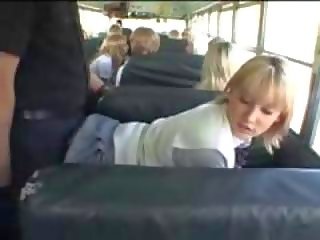 Blonde School darling and Asian fellow in The Bus