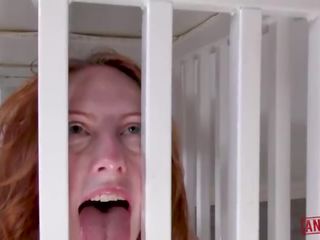 Great REDHEAD ANAL FUCKTOY ALEX HARPER FUCKED IN A CAGE