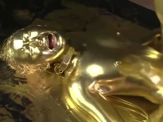 Gold Bodypaint Fucking Japanese sex video