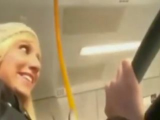 Marvellous blonde Ms blowjob and swallow on public bus