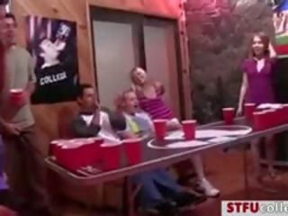 Beer Pong Party initiates To Girls Flashing Nice Tits