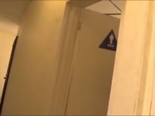Ebony whore Adriana Malao desiring 3some In Mens Toilet Room