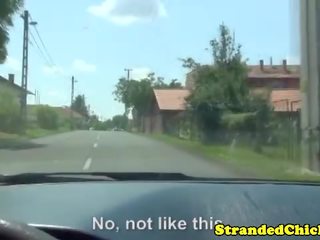 Unexperienced hitcher dicksucking to lucky driver