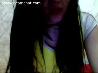 Naughty teen young female is teasing on chatroulette (no nude)