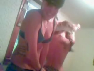 Two groovy drunk teens strip, fondles and kiss on webcam clip