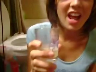 Stunning Gf Drinks Collected Cum While Getting A F